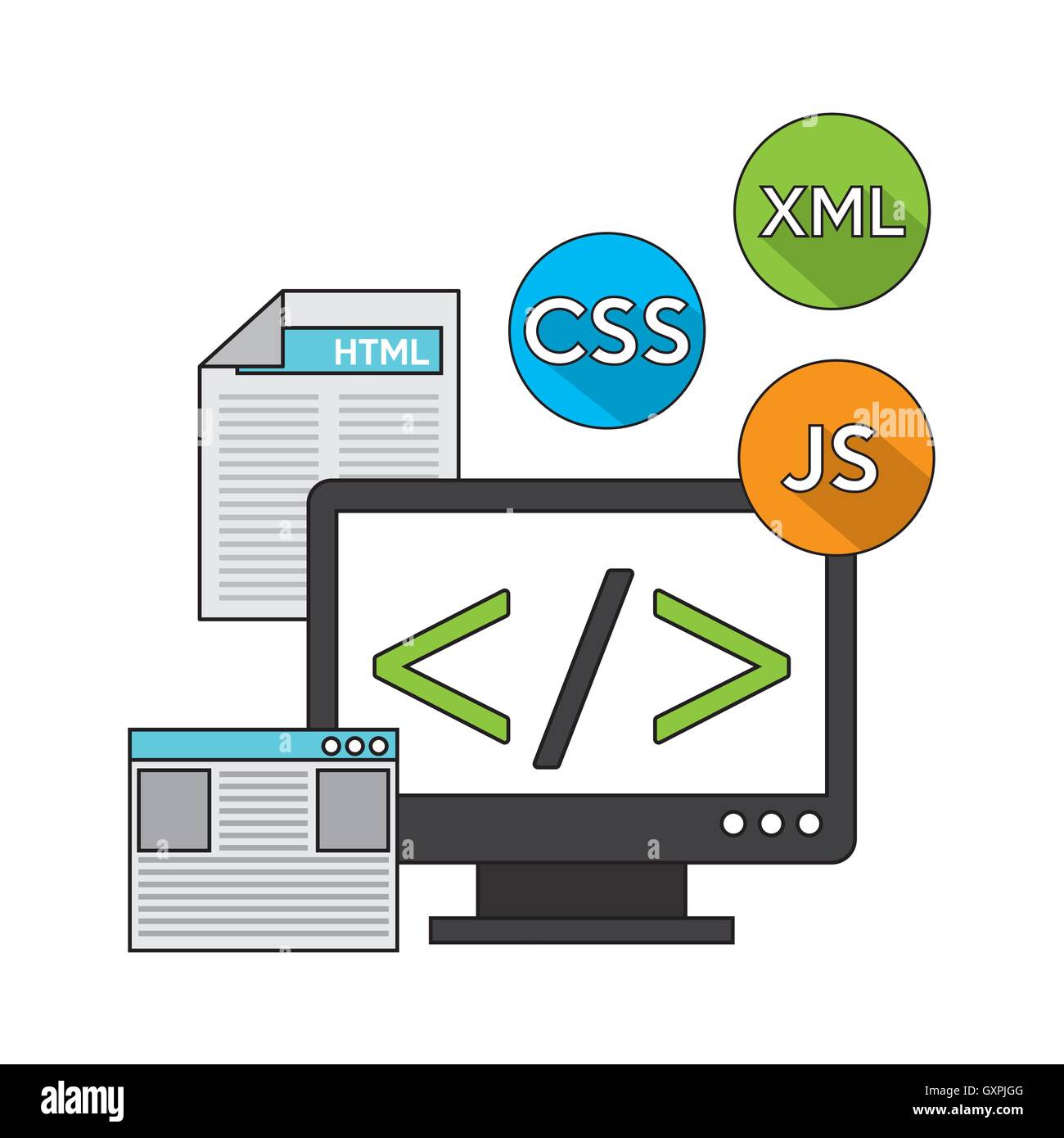 Iconos de lenguaje de programación de software Imagen Vector de stock ...
