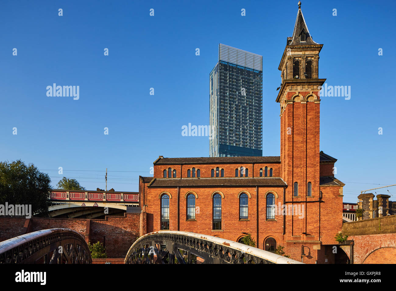 Manchester castleield capilla congregacional de Castlefield exterior trasero 1858 378 Deansgate arquitecto local Edward Walte Foto de stock