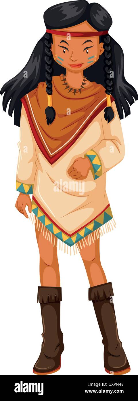 Mujeres nativas de los indios americanos en traje ilustración Imagen Vector  de stock - Alamy