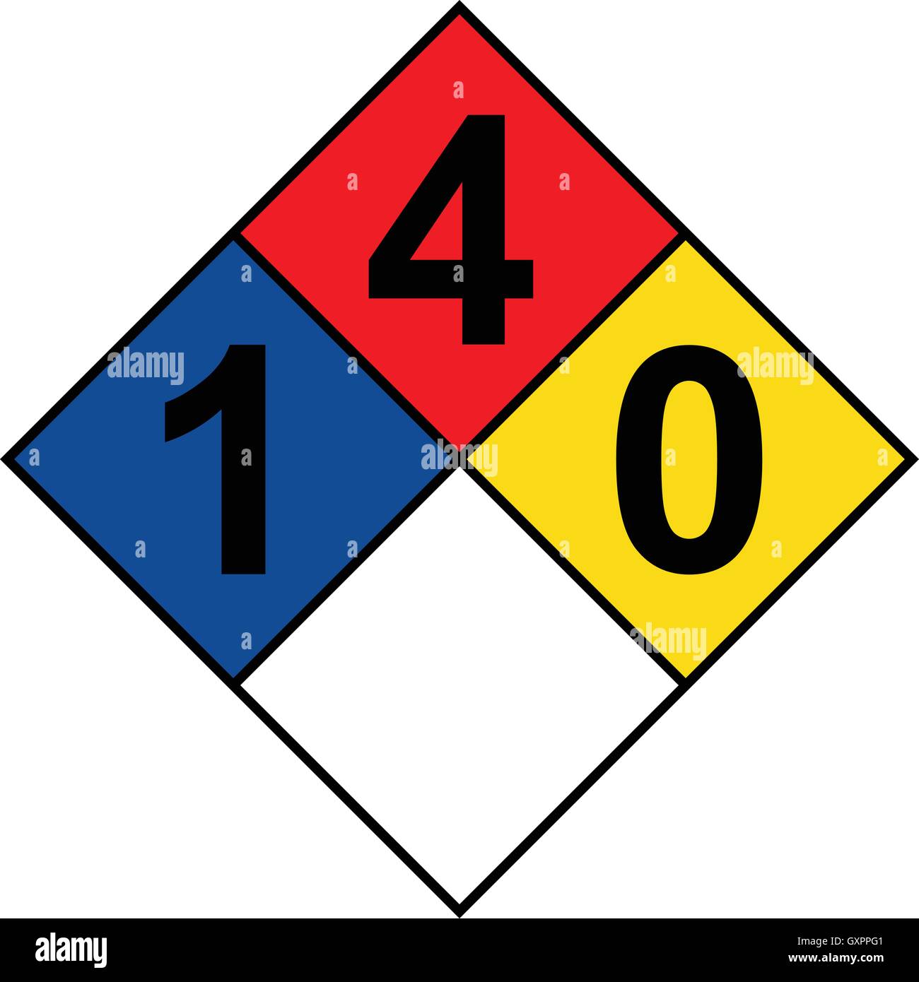 Rombo NFPA 704 1-4-0-0 signo, ilustración vectorial Imagen Vector de