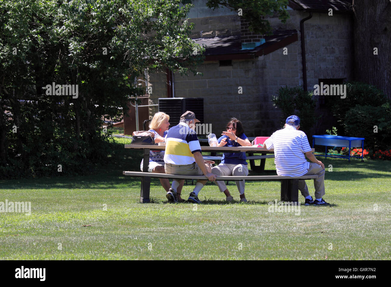 Los ciudadanos senior en picnic de Long Island, en Nueva York Foto de stock