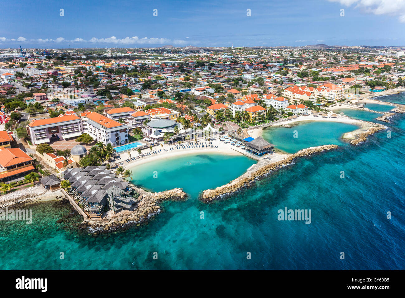 Avila Beach Hotel Vista aérea desde helicóptero en Curazao Fotografía