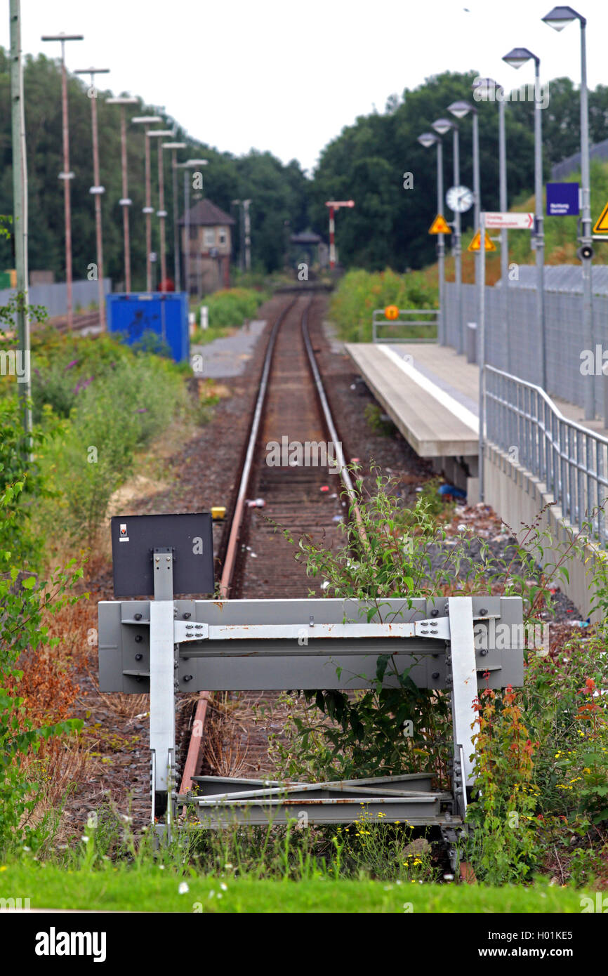 Última parada Borken, estación de ferrocarril, en Alemania, en Renania del Norte-Westfalia, Muensterland Foto de stock