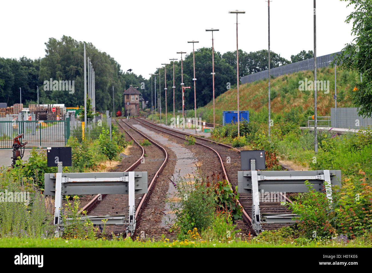 Última parada Borken, estación de ferrocarril, en Alemania, en Renania del Norte-Westfalia, Muensterland Foto de stock