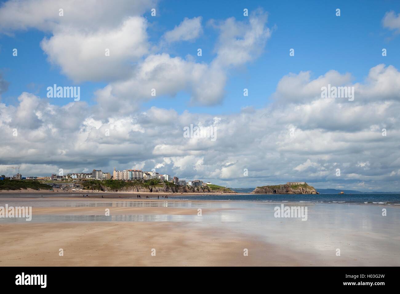 Beach,) Tenby, Gales, Gran Bretaña Foto de stock