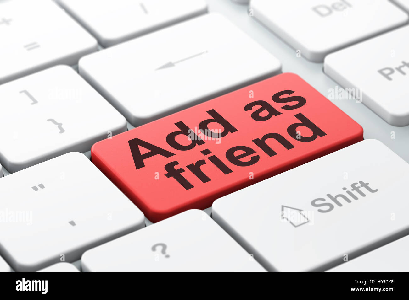 Concepto de medios sociales: Añadir como amigo en fondo del teclado de ordenador Fotografía de - Alamy
