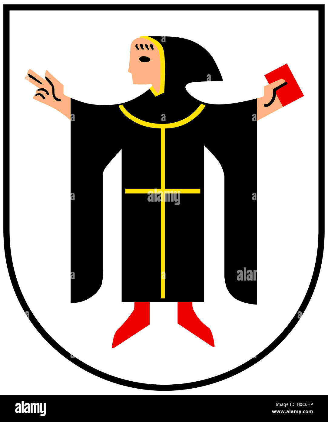 Escudo de armas de la capital bávara, Munich, en Alemania. Foto de stock