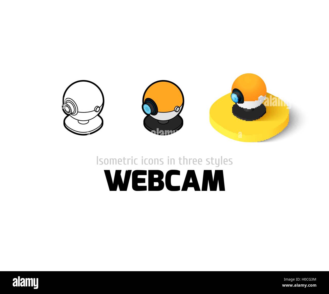 Icono de webcam en estilos diferentes Ilustración del Vector