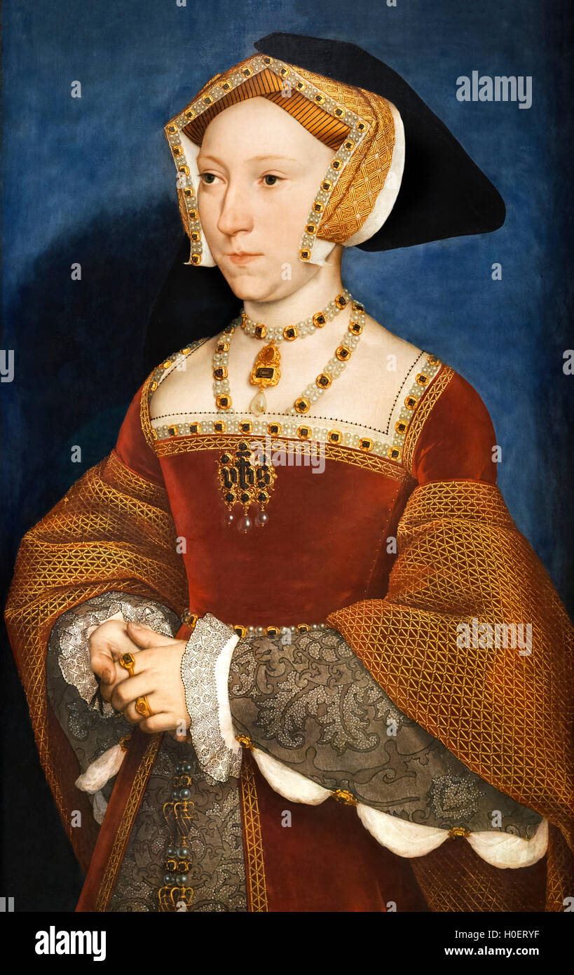 Jane Seymour (1508-1537), tercera esposa del Rey Enrique VIII de Inglaterra, por Hans Holbein el joven, c.1536-1537 Foto de stock