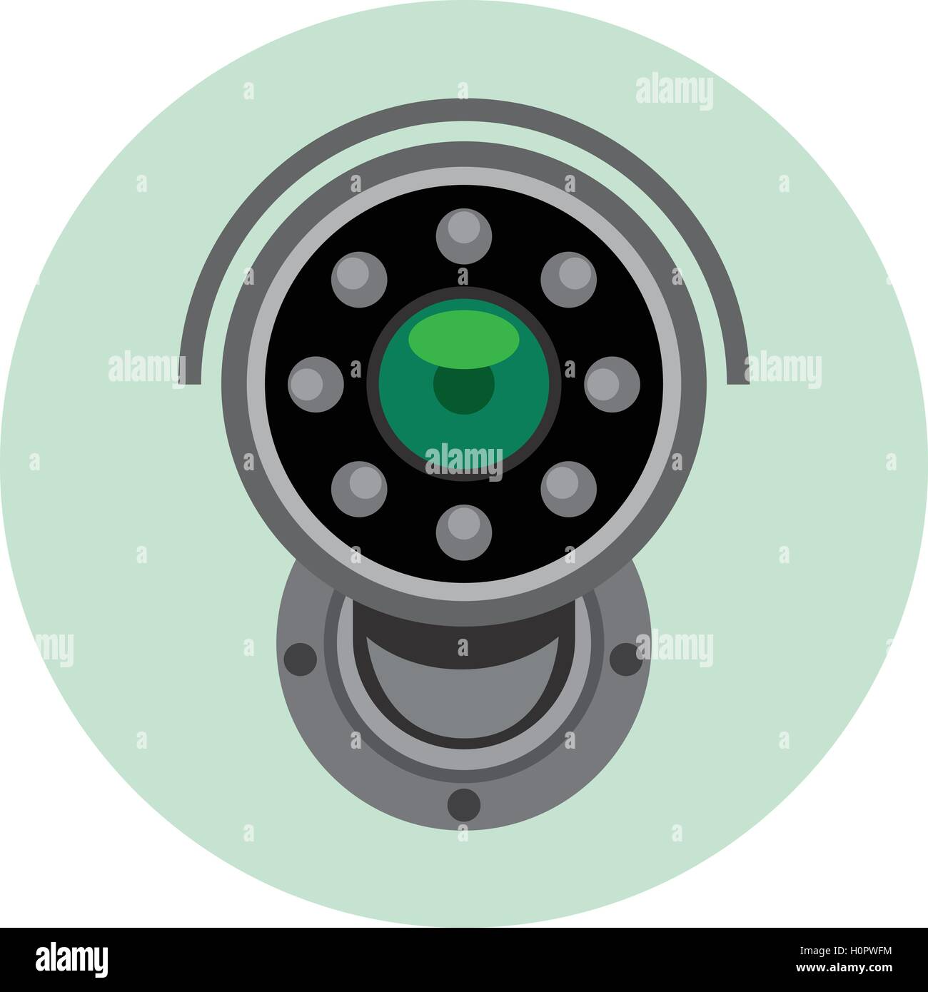 Plata y negro vectoriales digitales de cámaras de vigilancia, icono de estilo plano. Ilustración del Vector