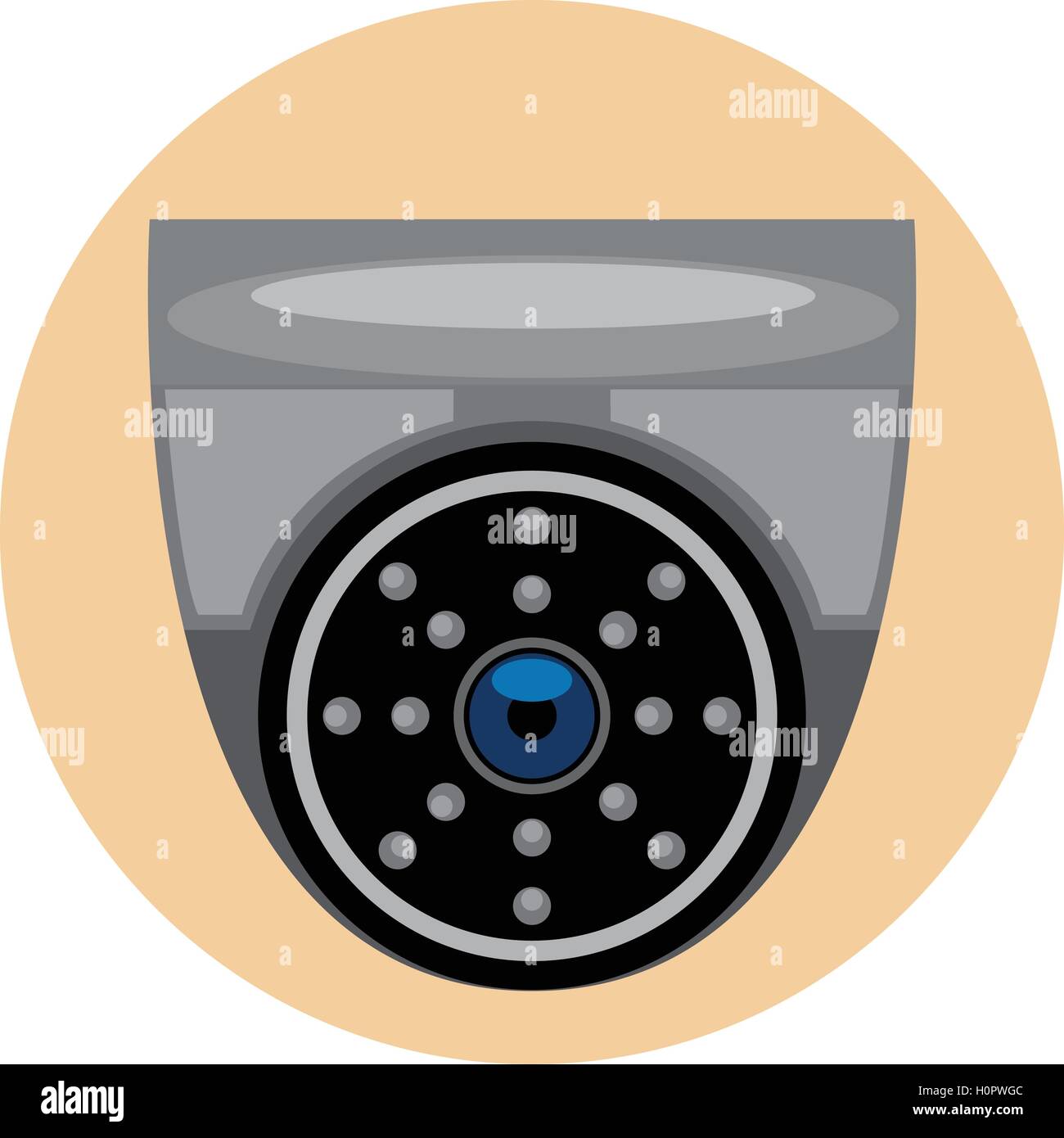 Plata y negro vectoriales digitales de cámaras de vigilancia, icono de estilo plano. Ilustración del Vector