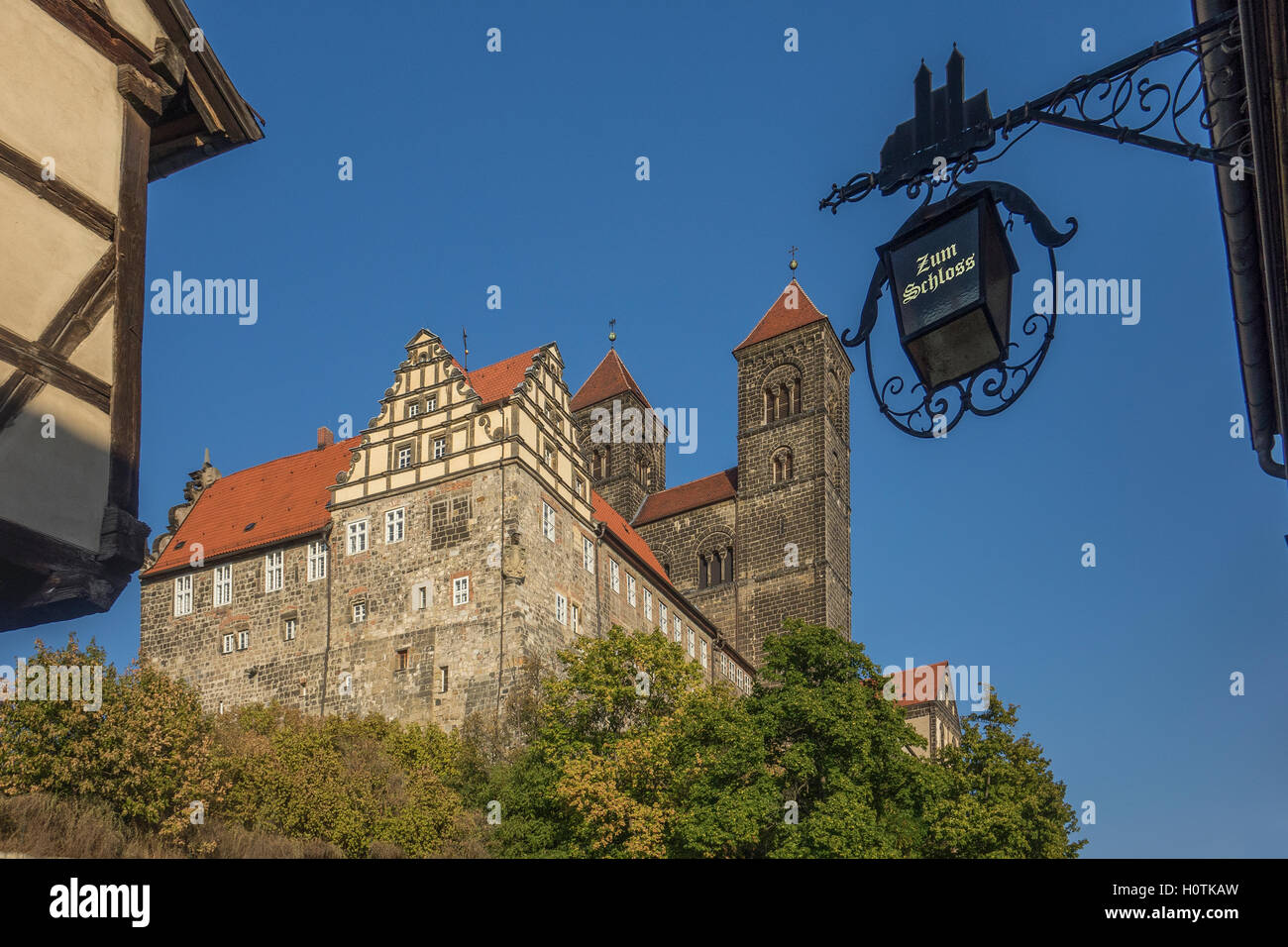 Alemania, en el Estado federado de Sajonia-Anhalt, Quedlinburg, castillo Foto de stock