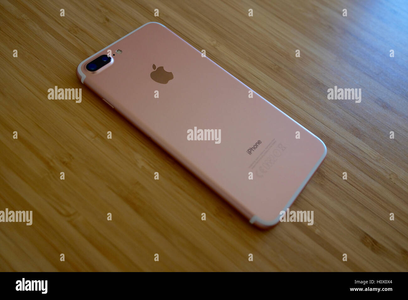 Vista de iPhone 7 más la rosa de oro. El iPhone 7 Plus es nuevo smartphone  producido por Apple Computer, Inc Fotografía de stock - Alamy