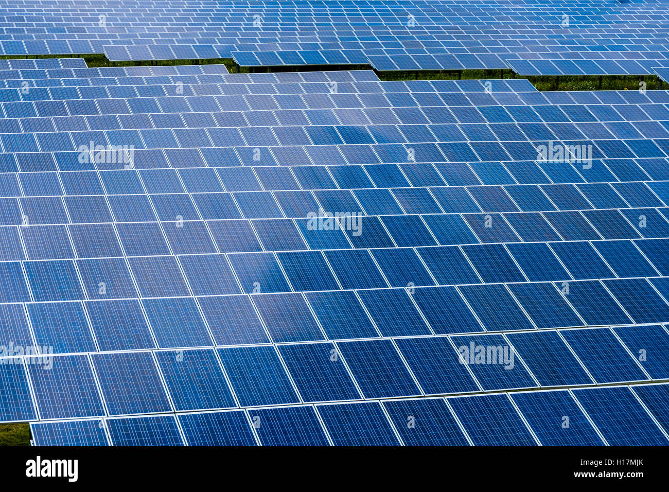Muchos Photovoltaik paneles solares son parte de un solar grande powerplant, Buckendorf, Baviera, Alemania Foto de stock