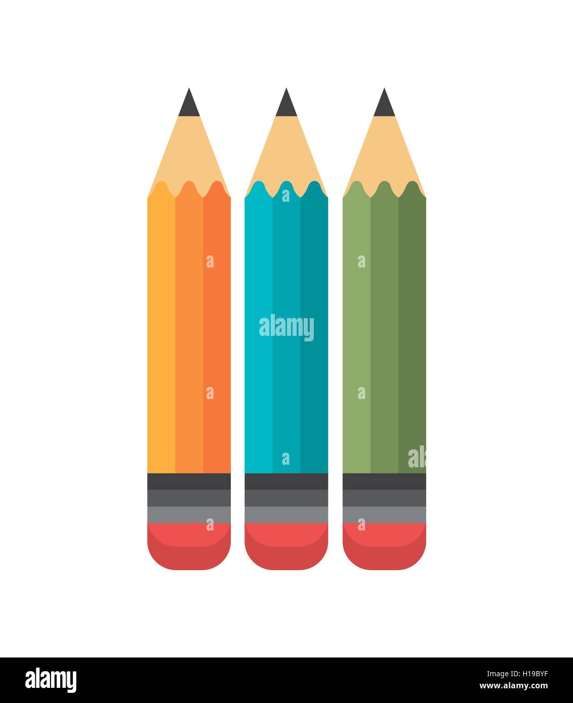 Tres dibujos animados diseño escolar lápiz Imagen Vector de stock - Alamy