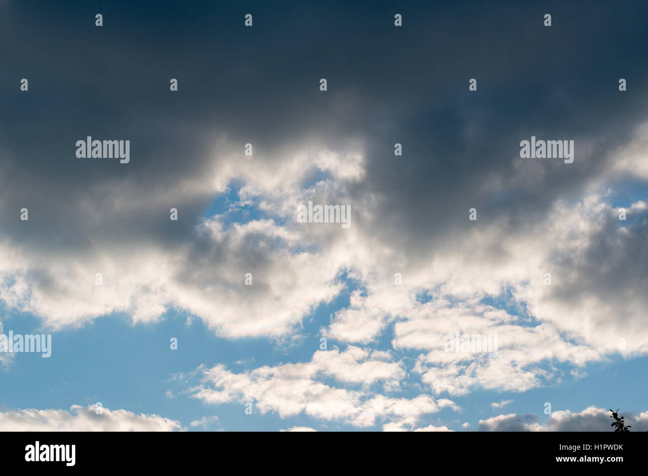 Gran nube oscura en el cielo azul Foto de stock