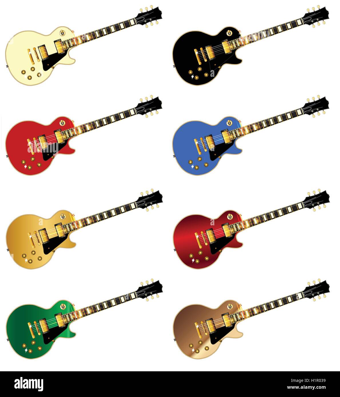 Las guitarras de rock and roll definitivo en colores de pintura plana  aislado sobre un fondo blanco Imagen Vector de stock - Alamy