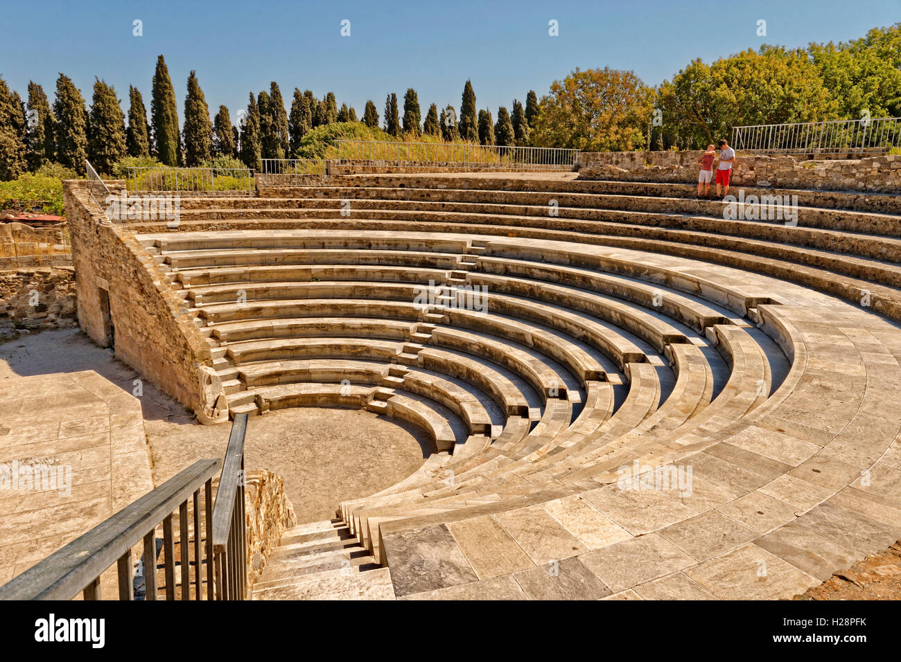 Odeon anfiteatro romano en Kos, Isla de Kos, Grupo del Dodecaneso, Mar Egeo, Grecia Foto de stock