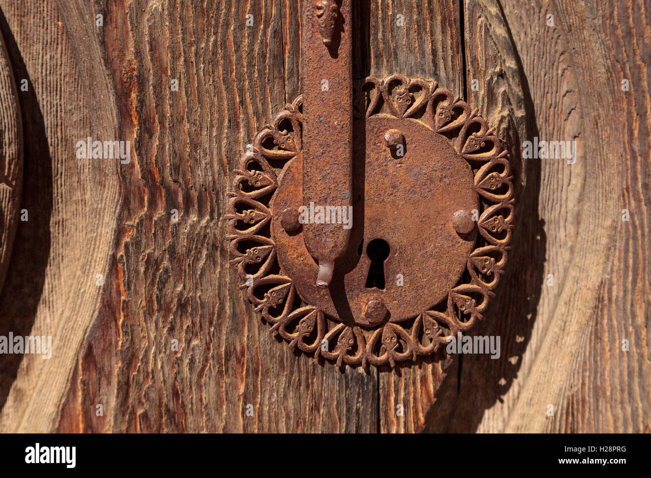 Fondo de ojo de cerradura de puerta oxidada Foto de stock