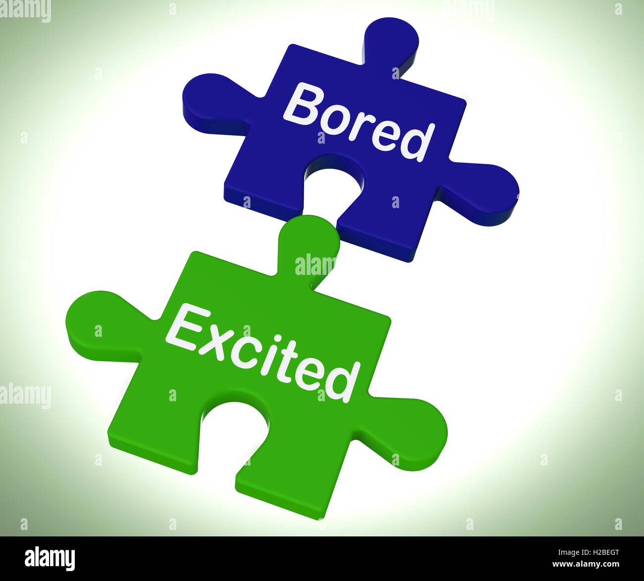 Aburrido emocionado Puzzle significa emocionante y divertido o aburrido Foto de stock