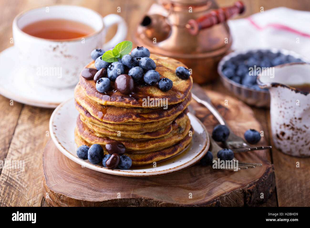 Tortitas de calabaza con arándanos Foto de stock