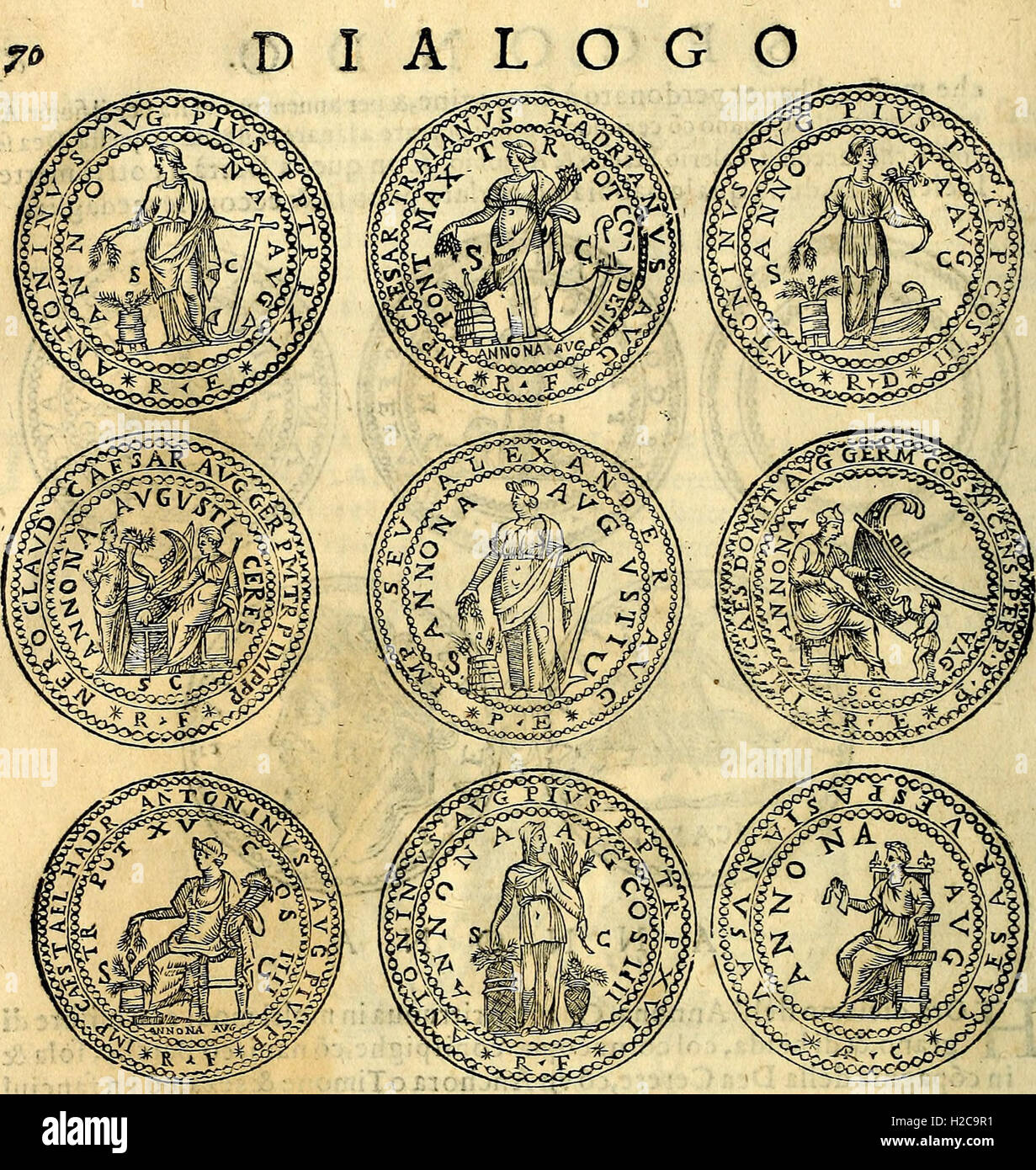 Dialoghi di don Antonio Agostini archivescovo di Taracona, intorno alle medaglie, inscrittioni y altre antichità (1625) (1 Foto de stock