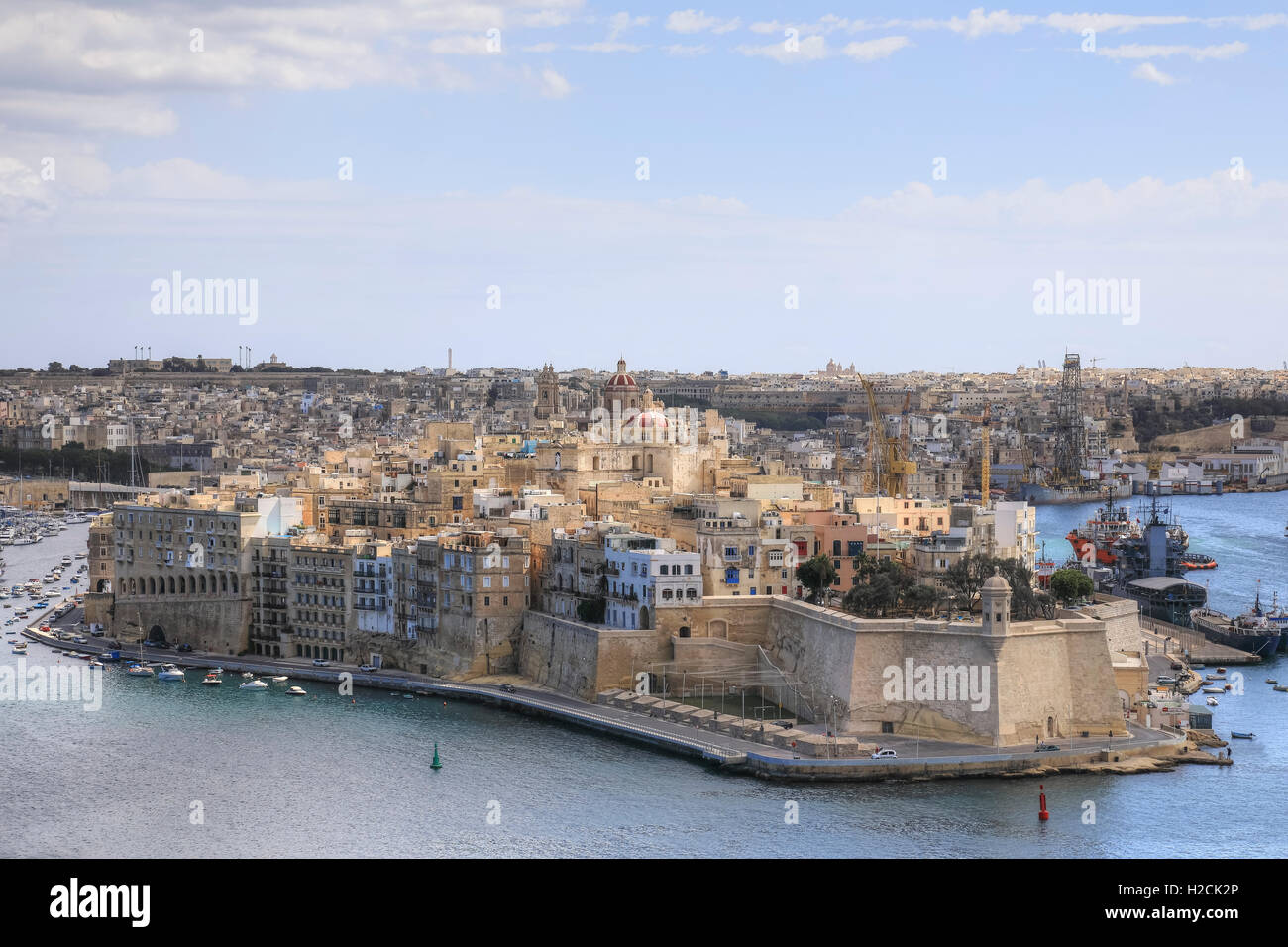 Jardines Gardjola, Senglea, Valletta, las tres ciudades, Malta Foto de stock