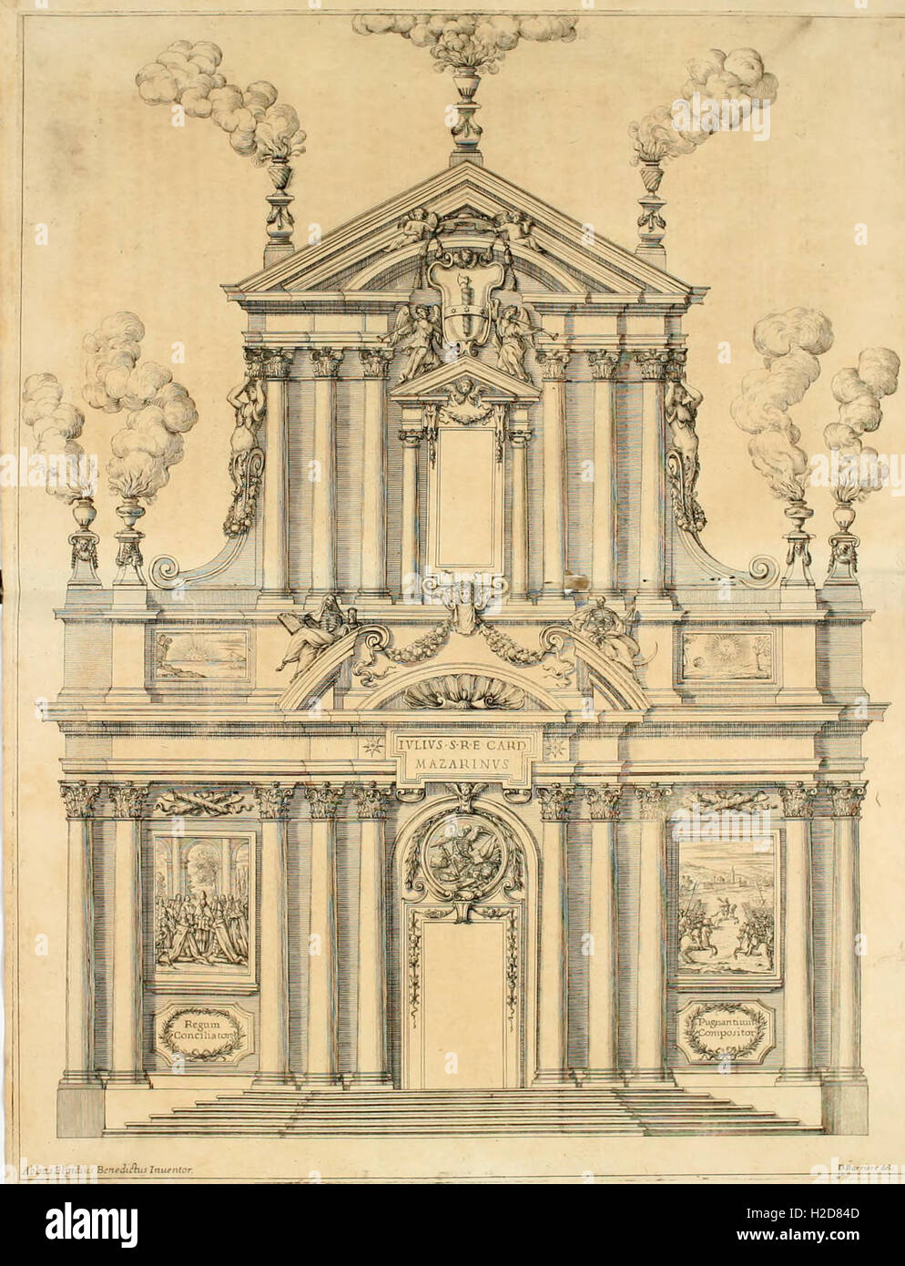 Pompa funebre nell'esequie celebrar en Roma al cardenal Mazarini nella Chiesa de SS. Vincenzo y Anastasio (1661) (1 Foto de stock
