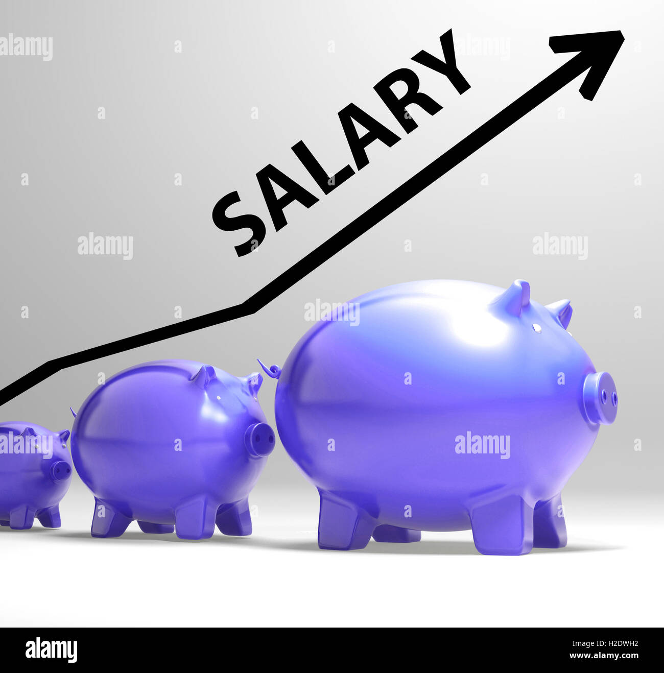 La flecha indica el sueldo aumento salarial para los trabajadores Foto de stock