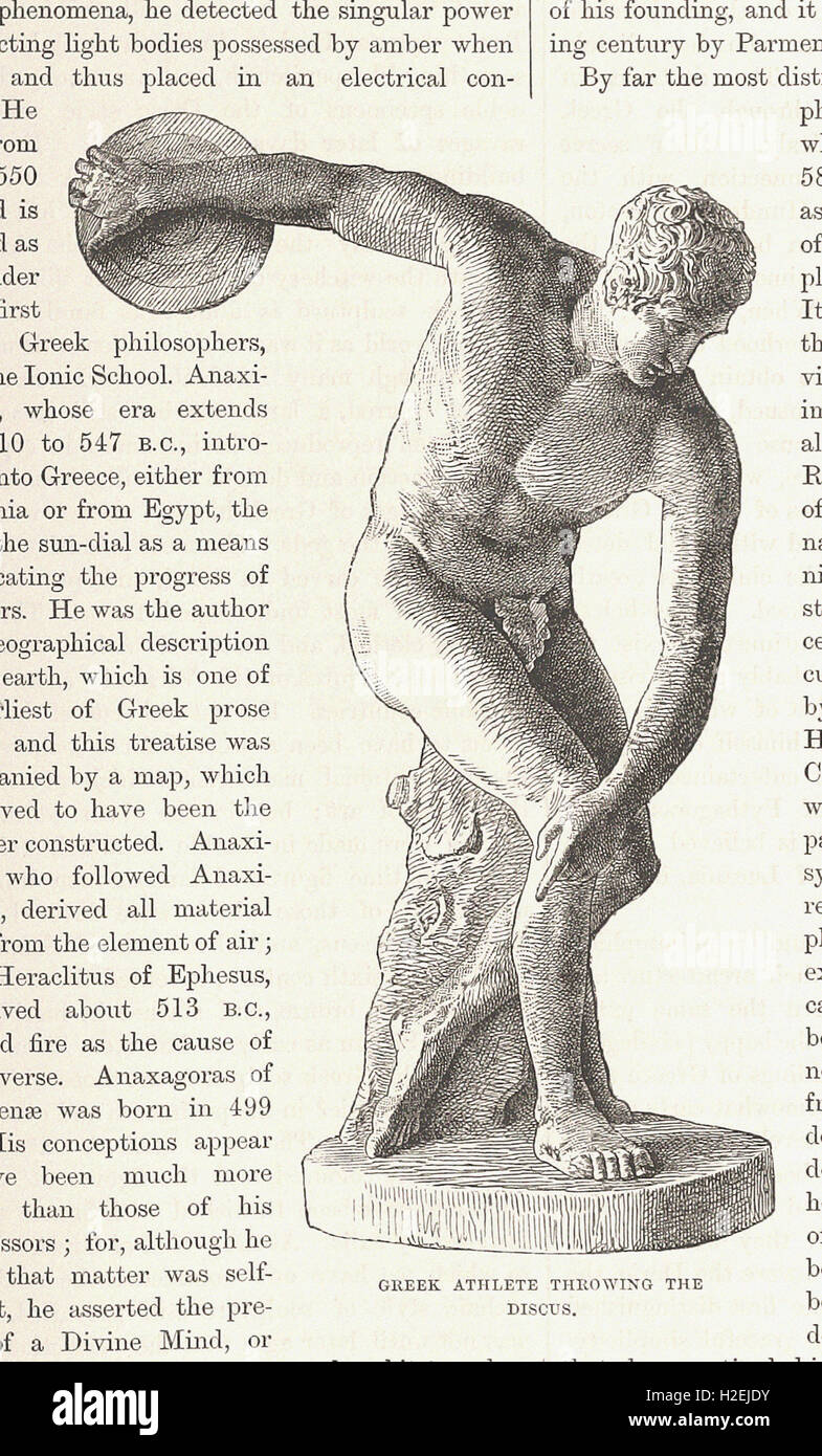 Tirar el atleta griego DISCUS - desde 'Cassell's ilustra la historia universal' - 1882 Foto de stock