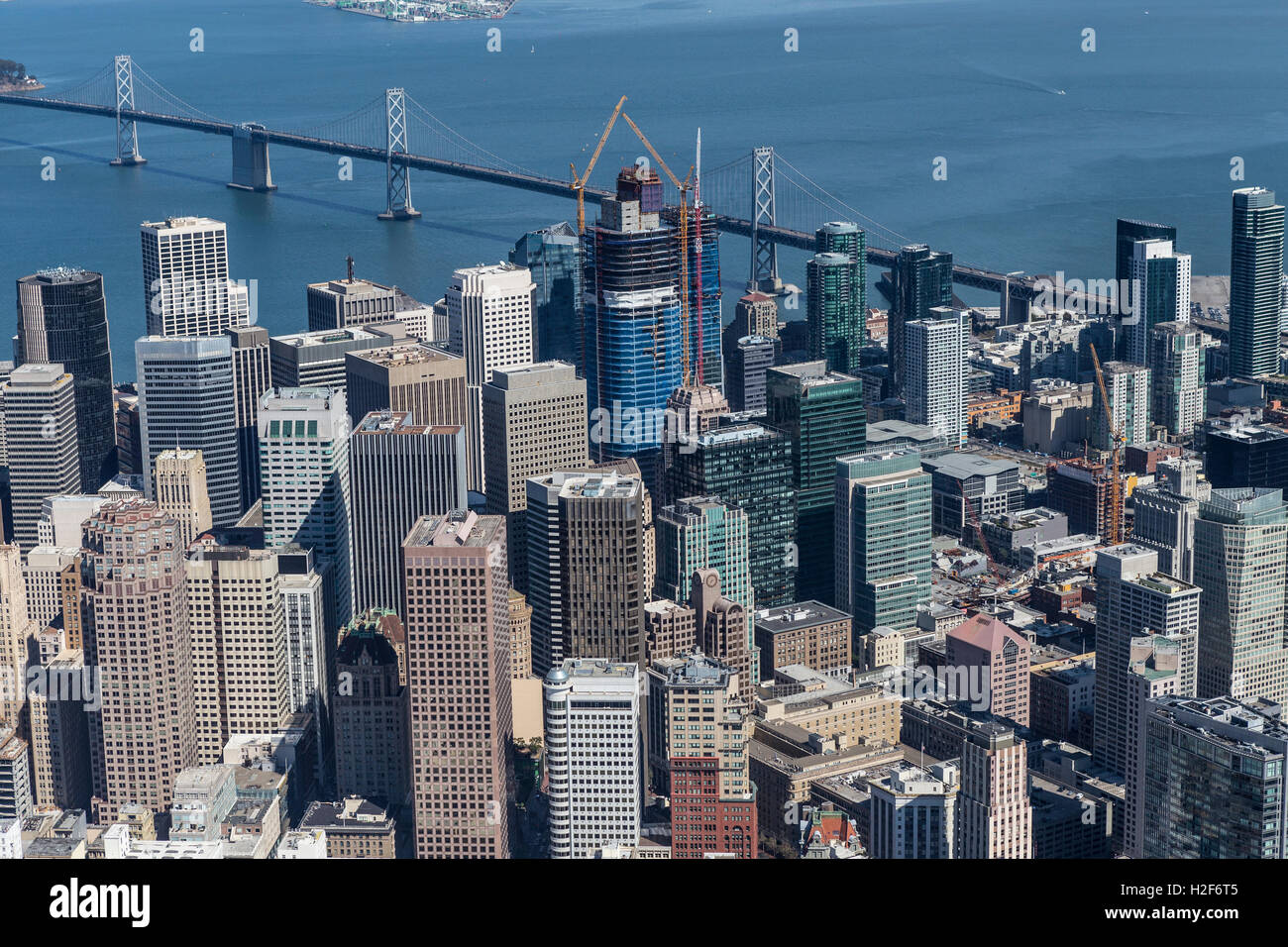 Vista aérea de la ciudad y la bahía de San Francisco. Foto de stock