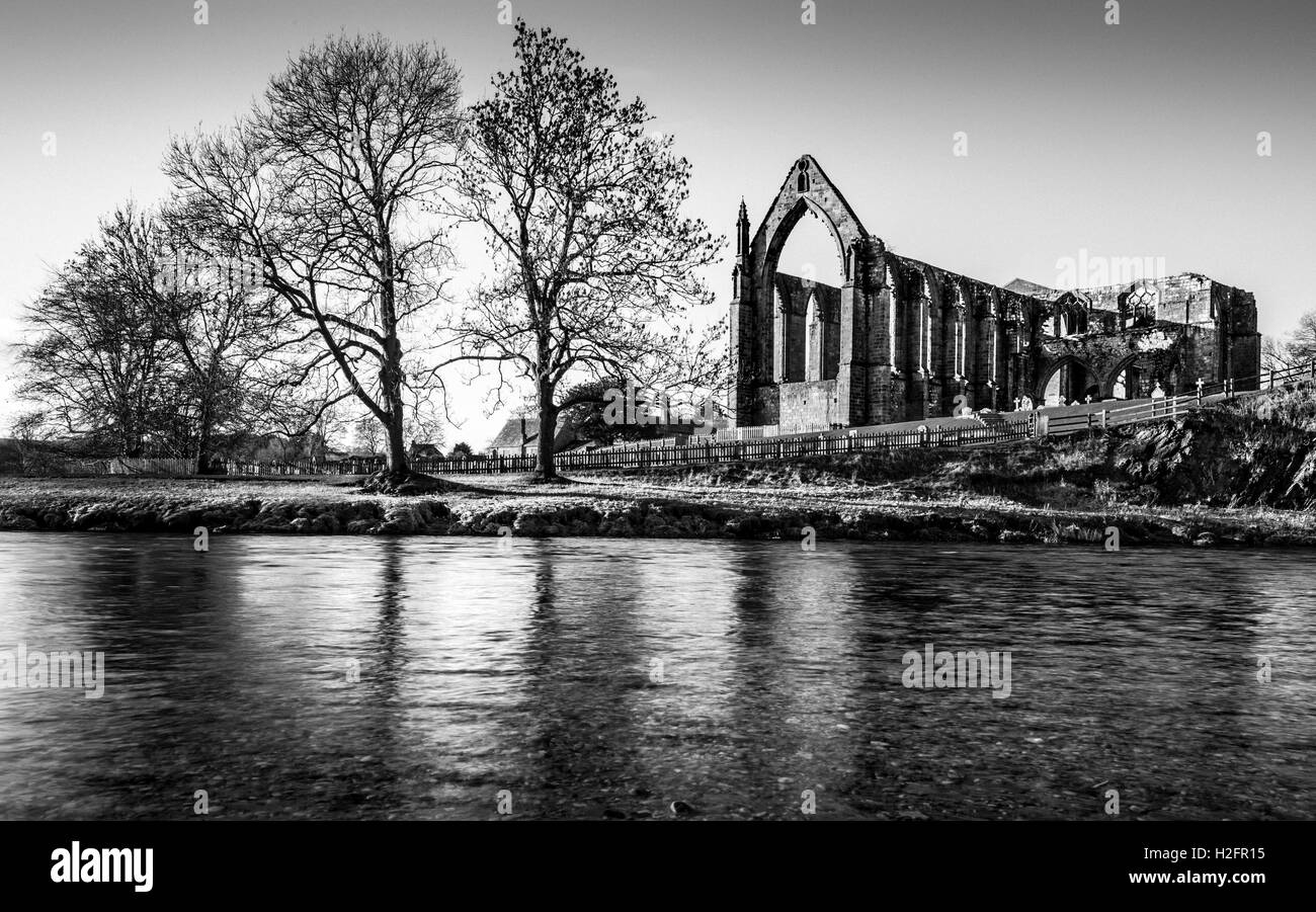 Una fría mañana de Noviembre en Bolton Abbey Foto de stock