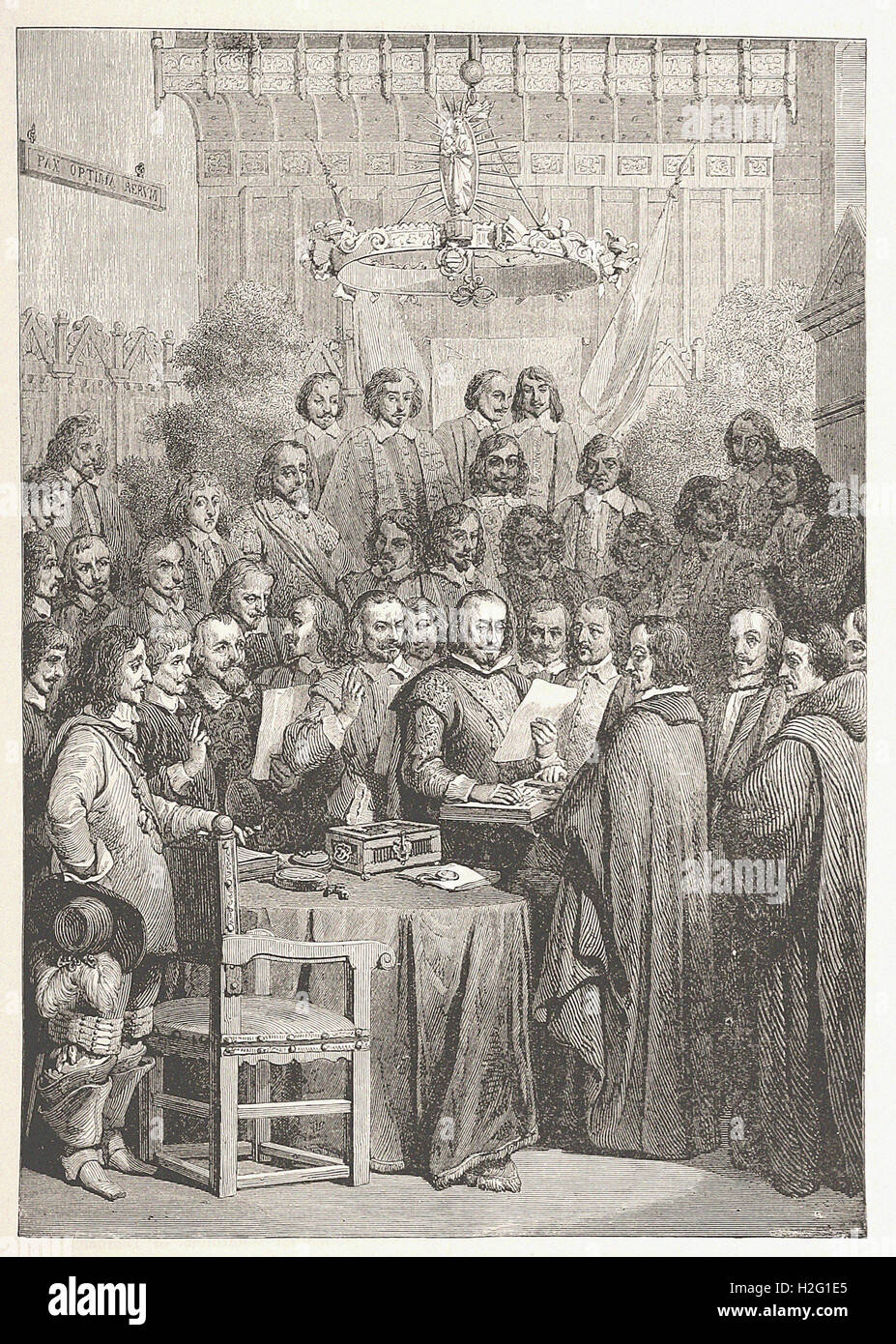 Firma del Tratado de Westfalia OK. - Desde 'Cassell's ilustra la historia universal' - 1882 Foto de stock