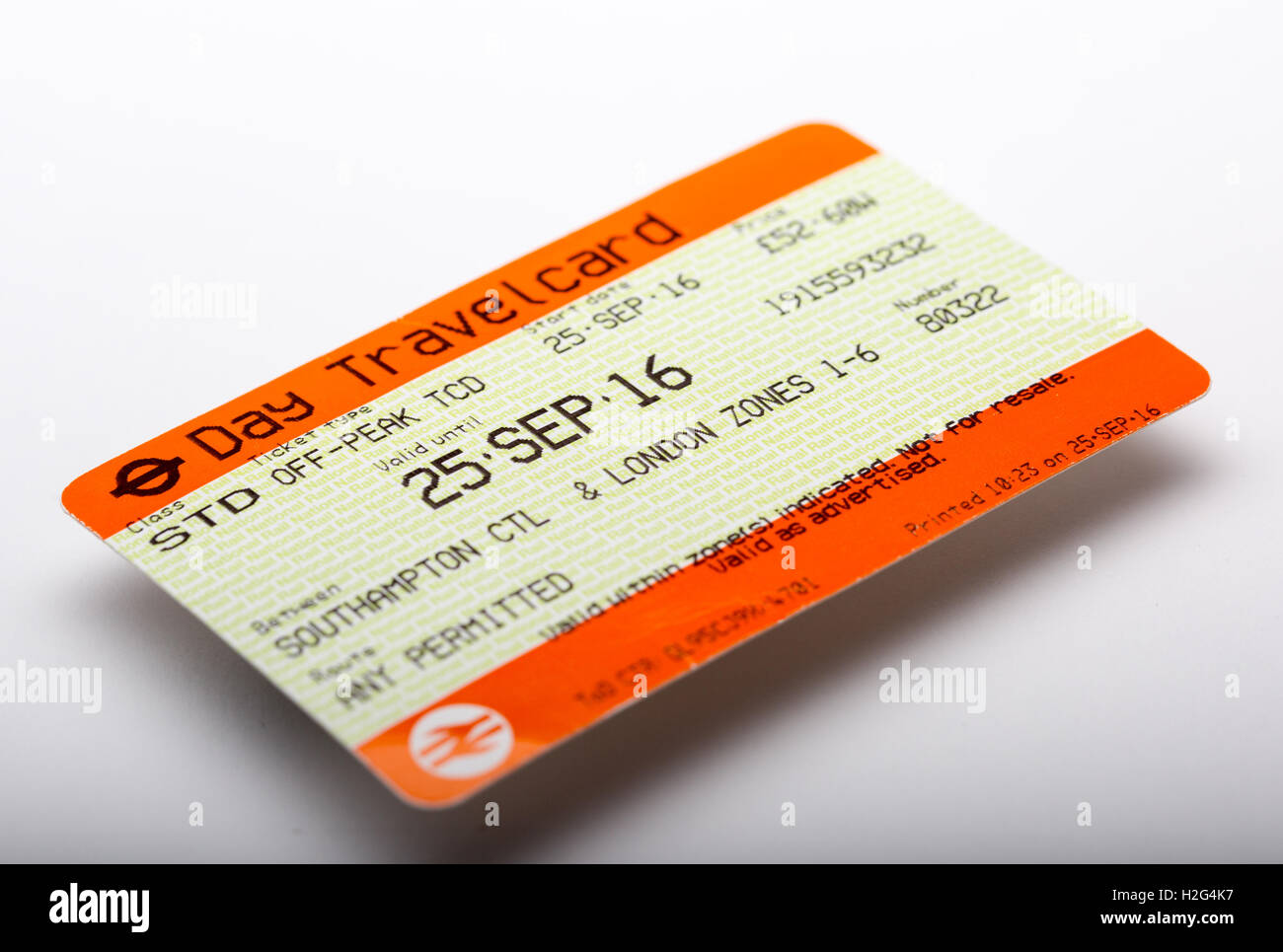Un Día Nacional de Ferrocarril Travel Card ticket de tren Foto de stock