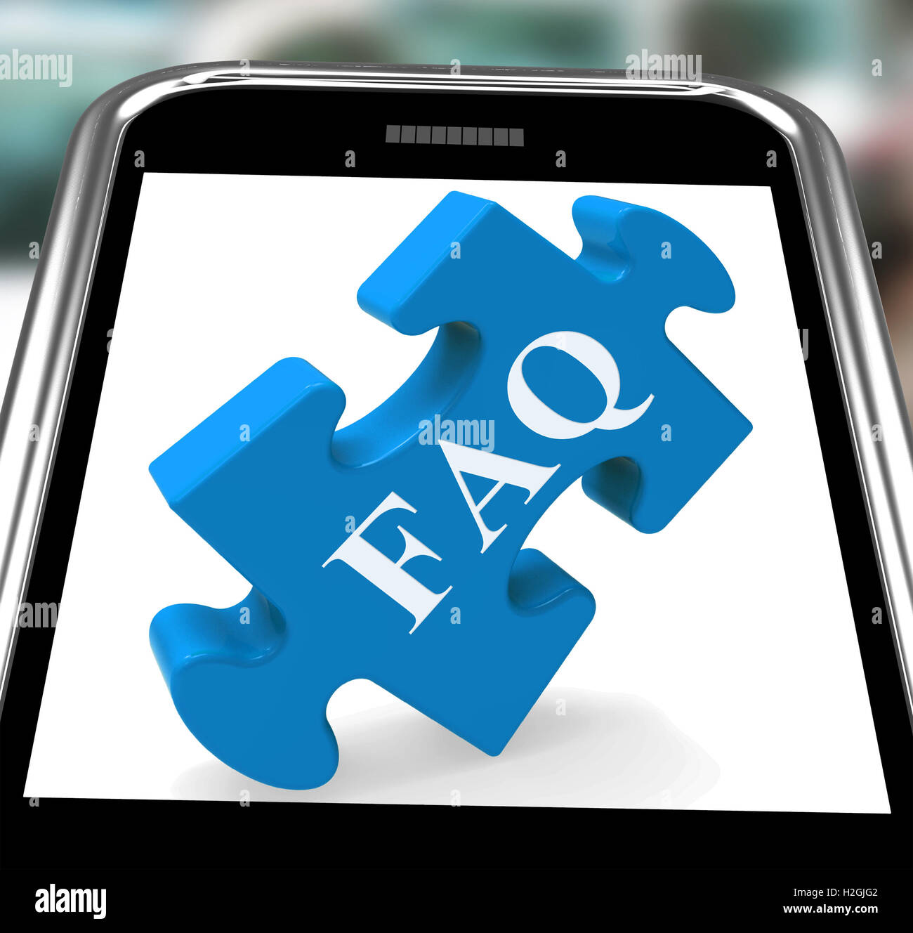 FAQ Smartphone significa soluciones web Ayuda e Información Foto de stock