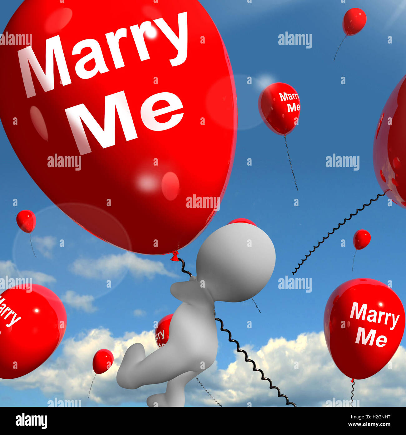 Cásate conmigo globos representa el compromiso propuesta para los amantes  Fotografía de stock - Alamy