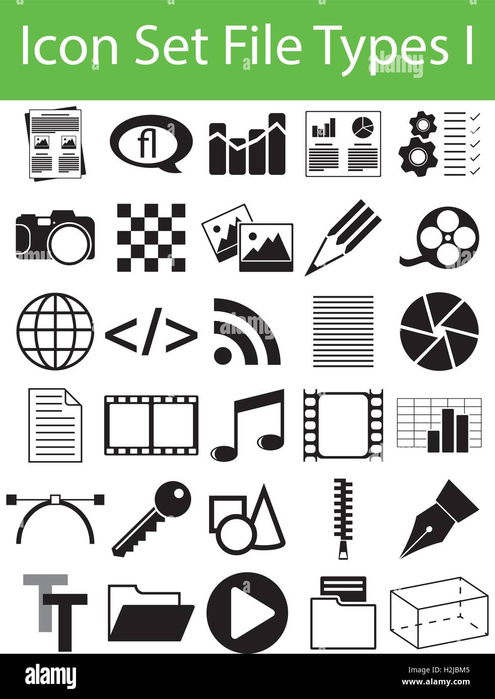 Establecer los tipos de archivo de icono I con 30 iconos para el uso creativo de diseño gráfico Ilustración del Vector