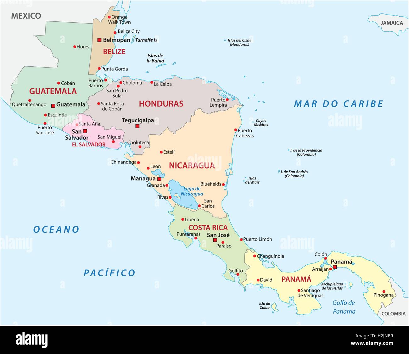 Mapa Politico De Centroamerica Mapa Vectorial Plano Esquematico Images 3897
