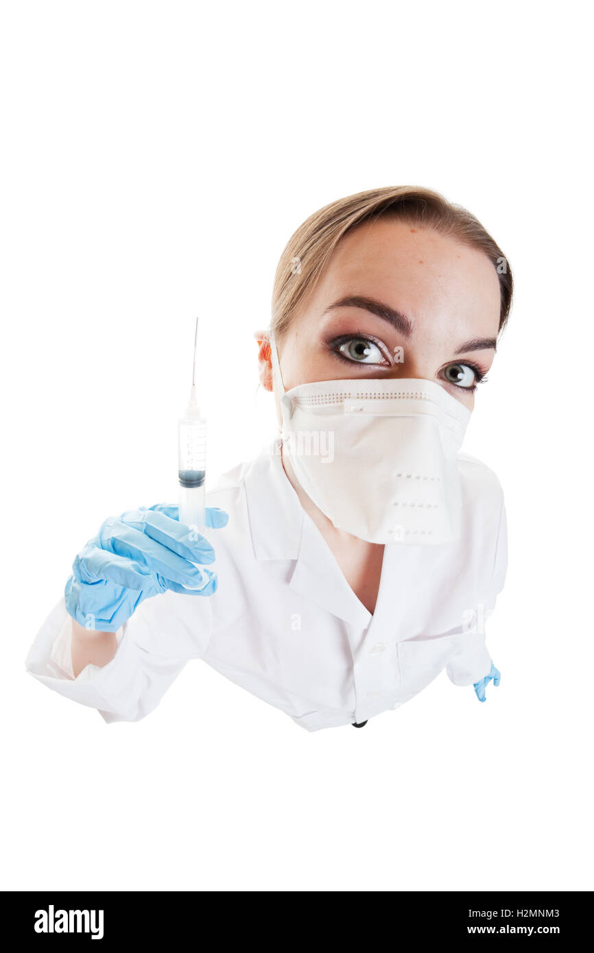 Enfermera con aguja Fotografía de stock - Alamy