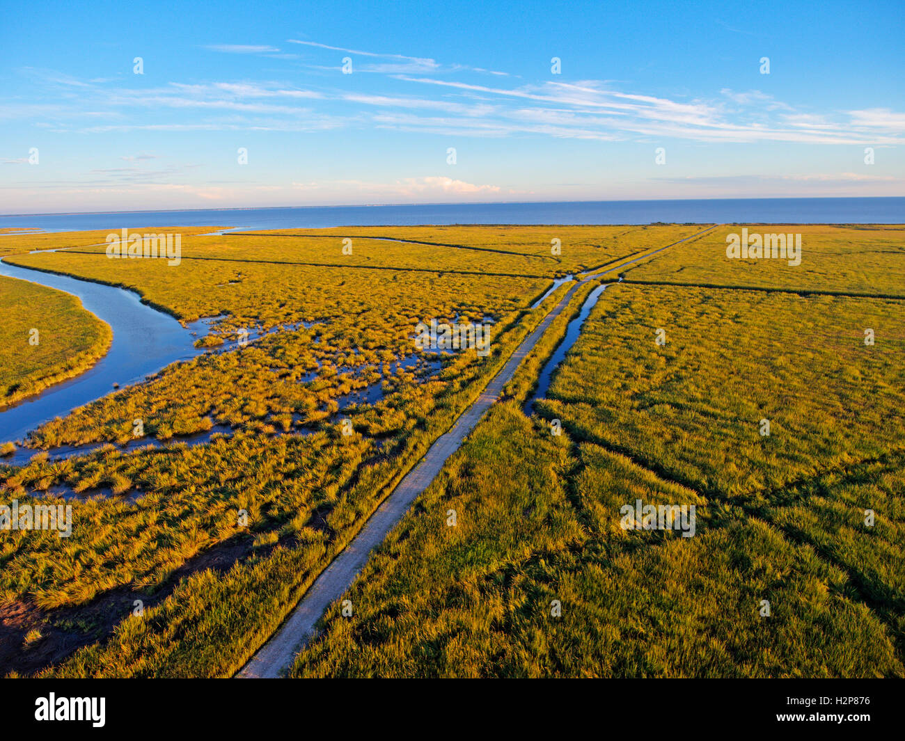 Vista aérea de la Bahía Delaware tierras pantanosas Foto de stock