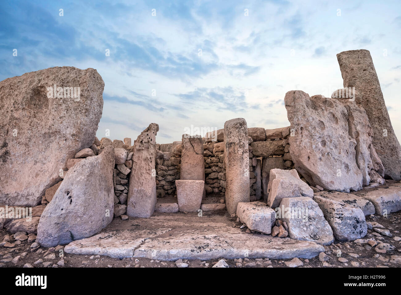 Hagar Qim Templos, el Parque Arqueológico, Qrendi. Malta Foto de stock