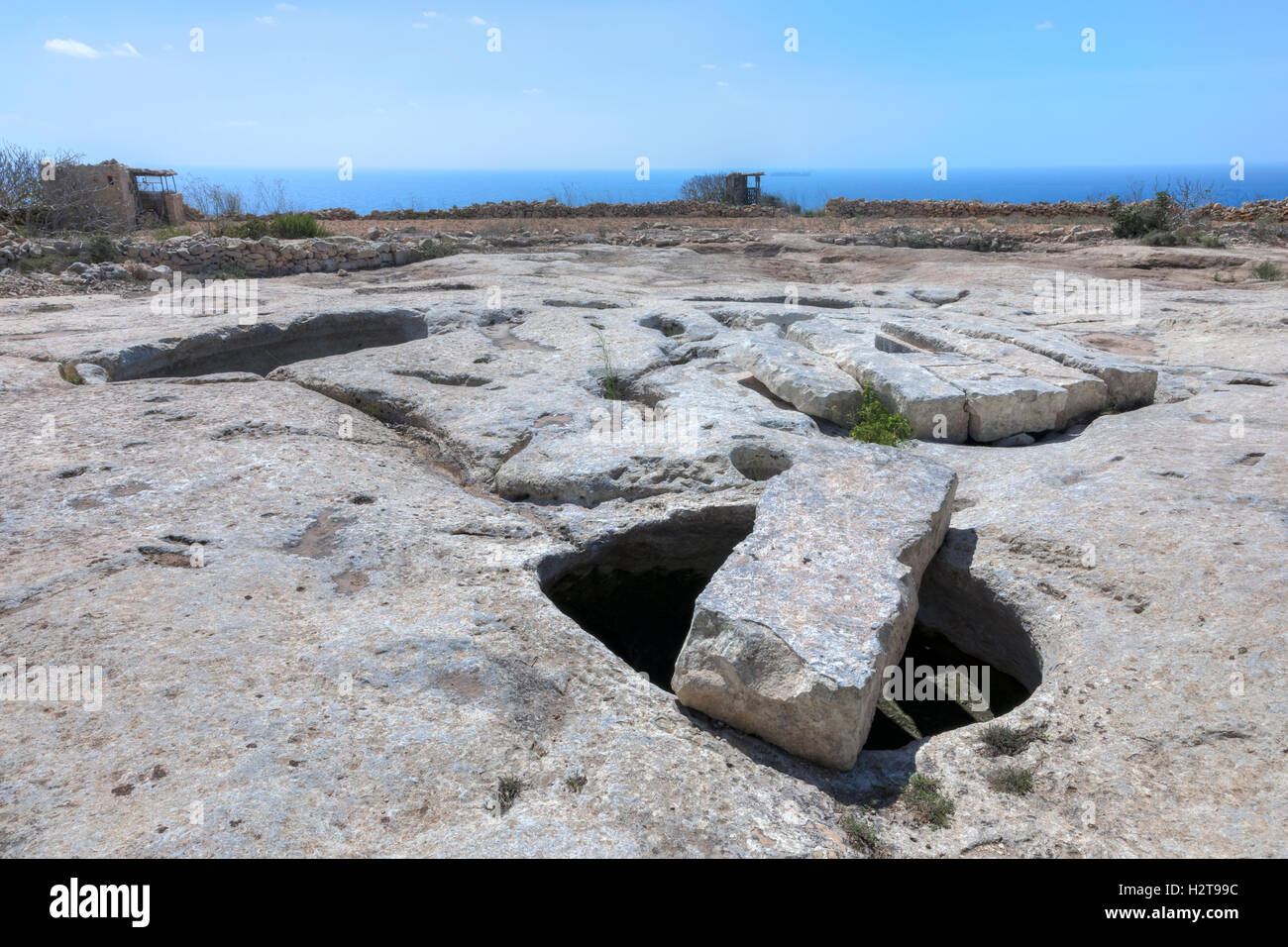 Misqa tanques, Hagar Qim templos, Malta Foto de stock