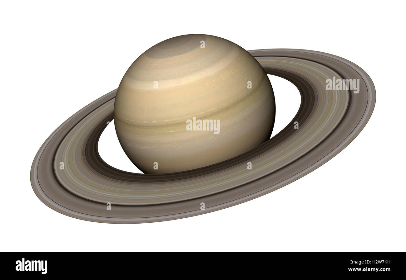 Representación 3d del planeta Saturno aislado sobre fondo blanco. Los elementos de esta imagen proporcionada por la NASA Foto de stock