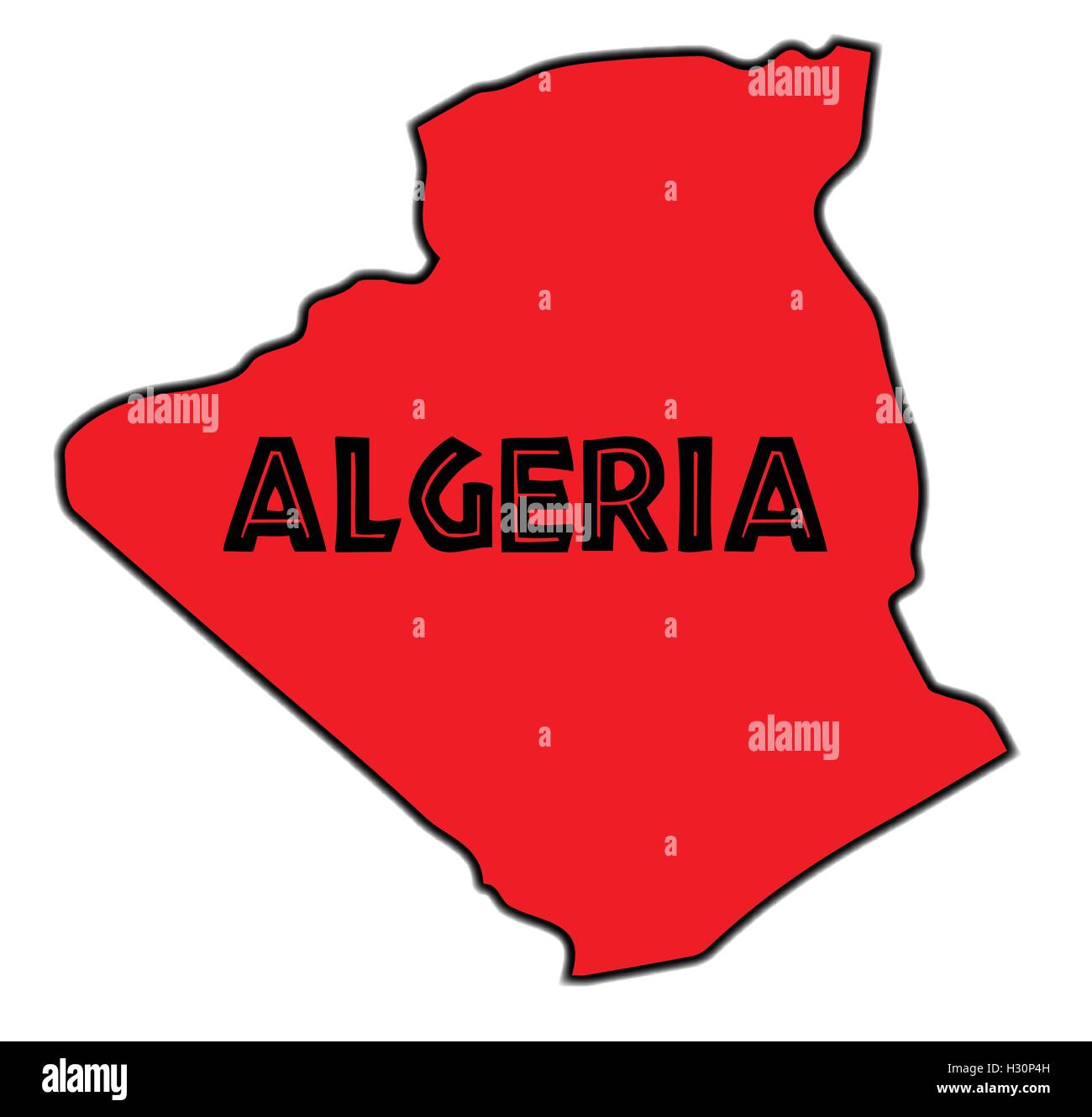 Esquema de Argelia en silueta sobre un fondo blanco. Ilustración del Vector
