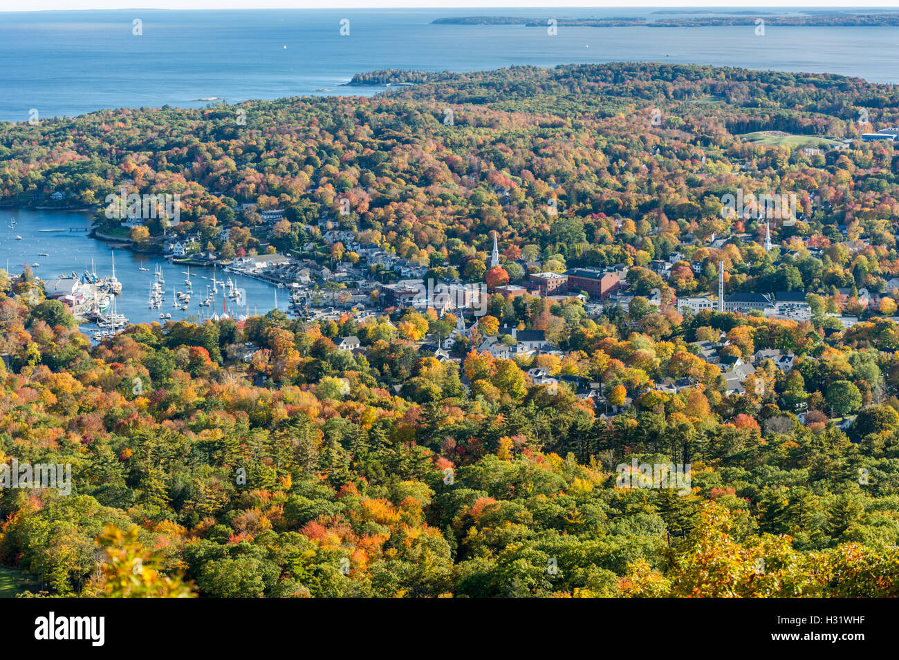 Paisaje de Camden Hills State Park en Camden, Maine, en otoño. Foto de stock