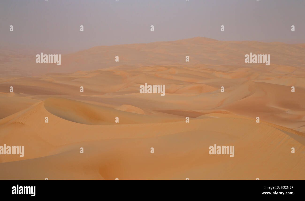 Enormes dunas de arena del cuarto vacío desierto, que cubren grandes áreas en EAU, KSA y Omán Foto de stock