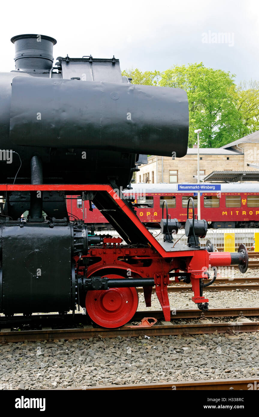 Locomotora de vapor en el Museo de la locomotora de vapor Alemán, Neuenmarkt, Franconia, Baviera Foto de stock