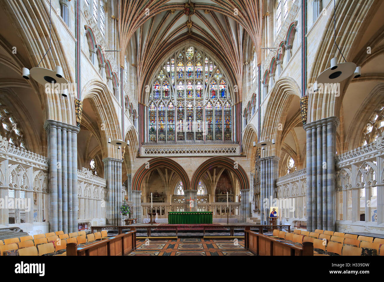 Coro, Iglesia Catedral de San Pedro en Exeter, Exeter, Devon, Inglaterra, Reino Unido Foto de stock