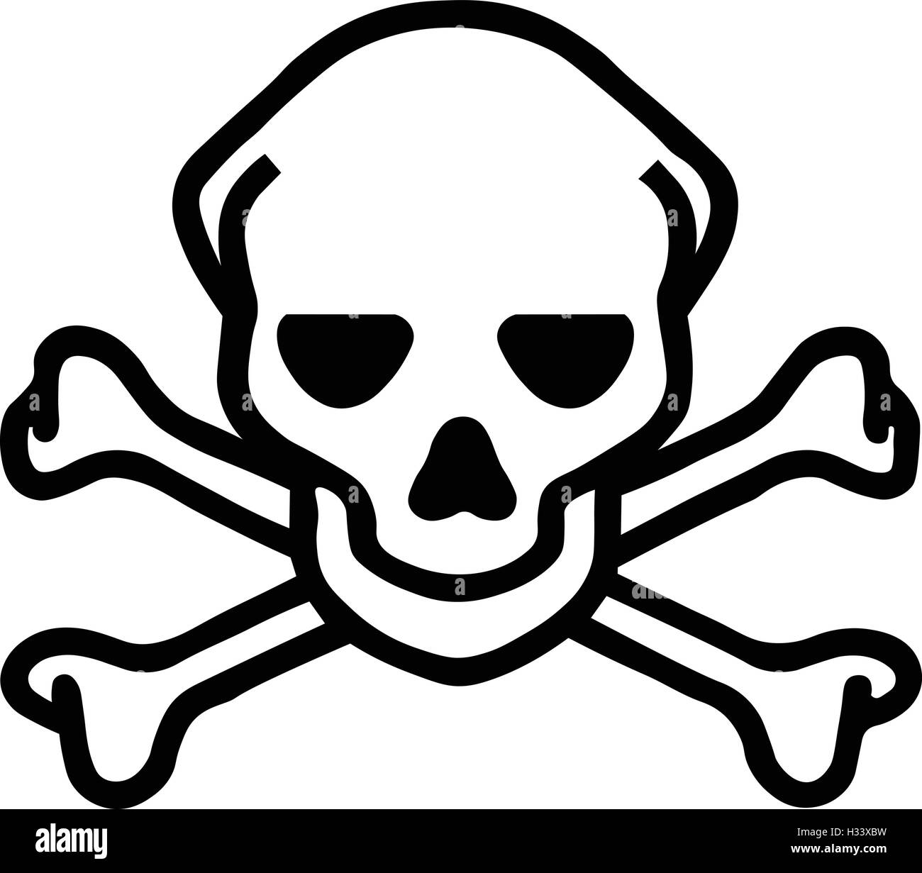 Cráneo y huesos cruzados de icono, el símbolo de una calavera y dos huesos  cruzados, símbolo de advertencia de peligro, ilustración vectorial Imagen  Vector de stock - Alamy