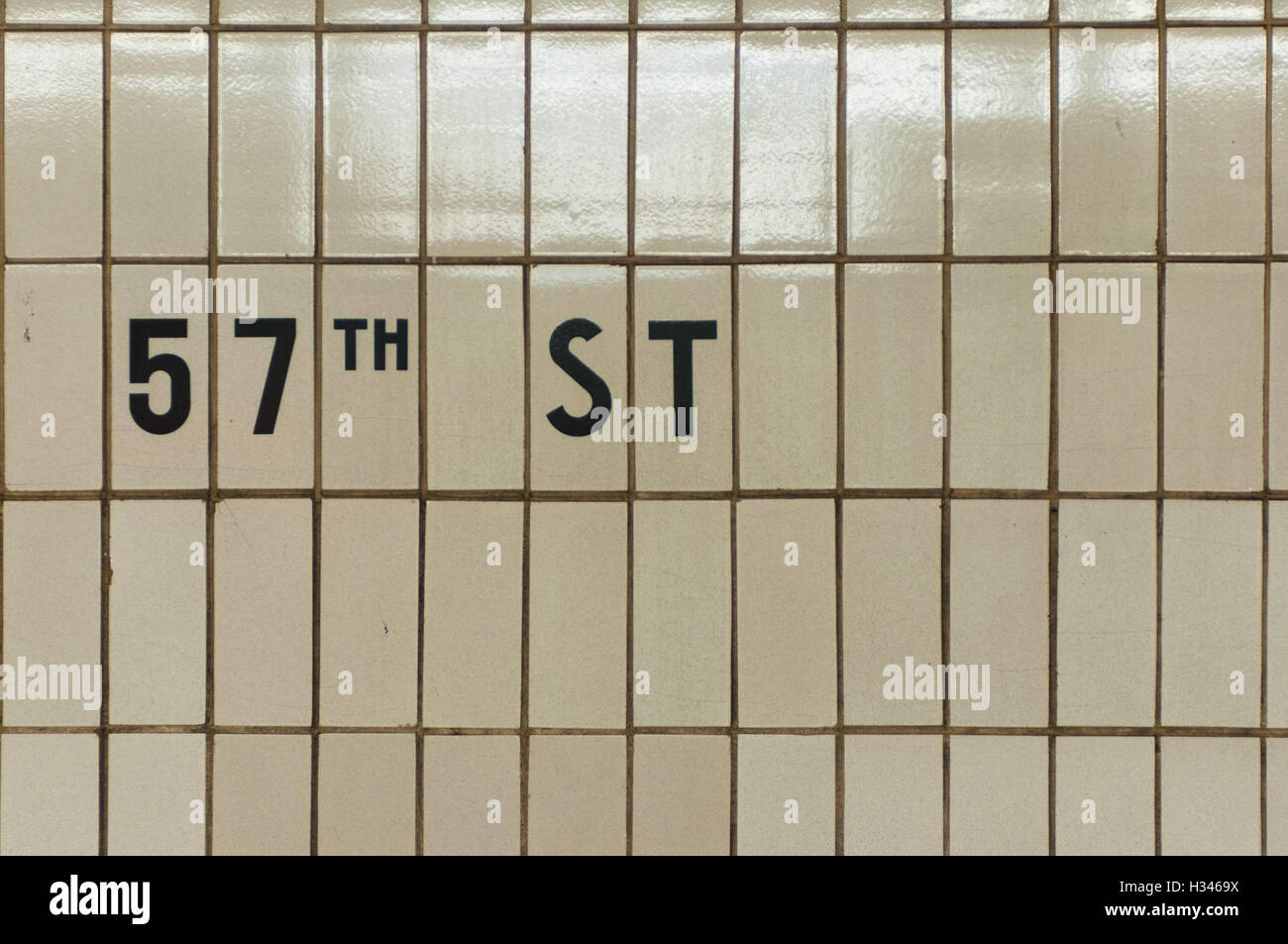 La Ciudad de Nueva York la estación de metro de 57th Street carteles de mosaico Foto de stock